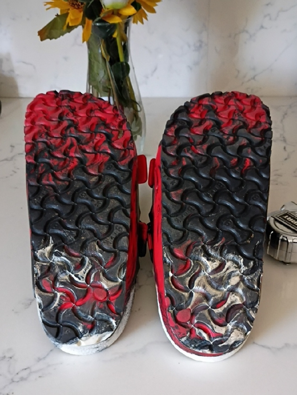 Birkenstock Black and Red Painted Slide Sandals - Picture 5 of 7